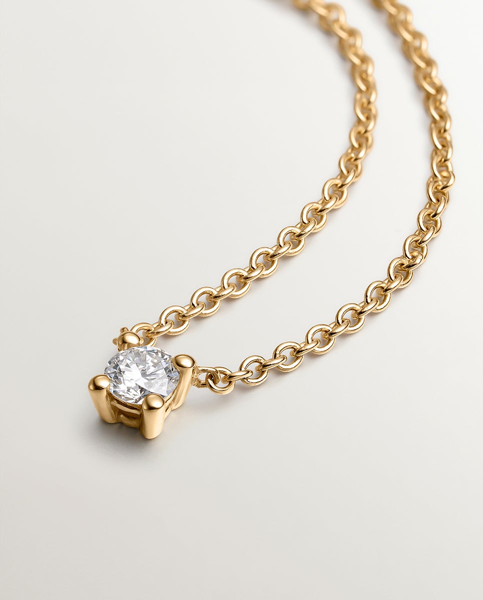 Pendente de Ouro Amarelo de 18k com Diamante de 0,1 Cts Branco-3