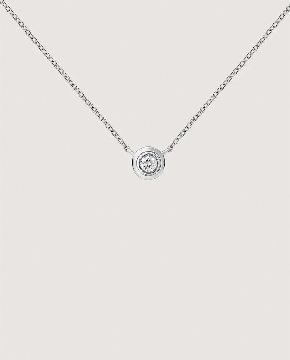 Pendente de Ouro Branco 18k com Diamante Branco-3