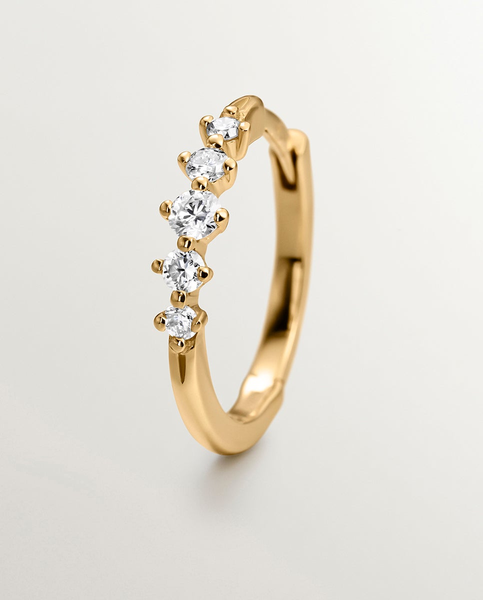 Brinco Individual de Ouro Amarelo 18k com Diamantes Branco-2