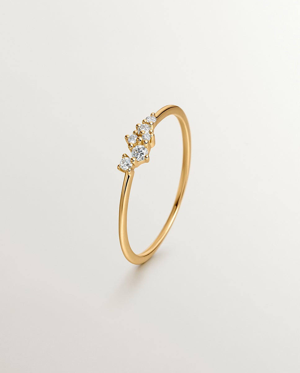 Anel de Ouro Amarelo 18k com Diamantes 0,025 Cts Branco-1