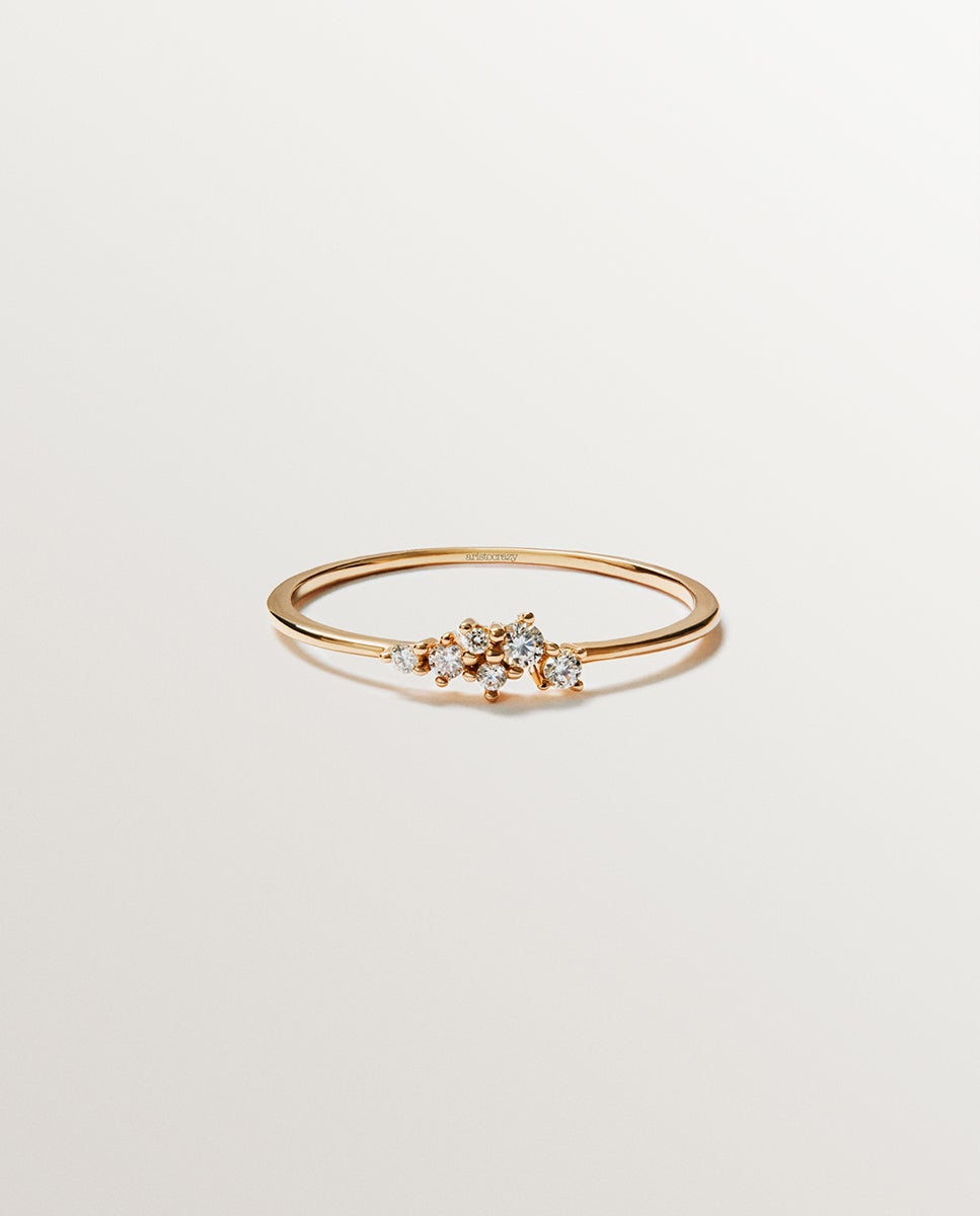 Anel de Ouro Rosa de 18k com Diamantes Brancos Branco-1