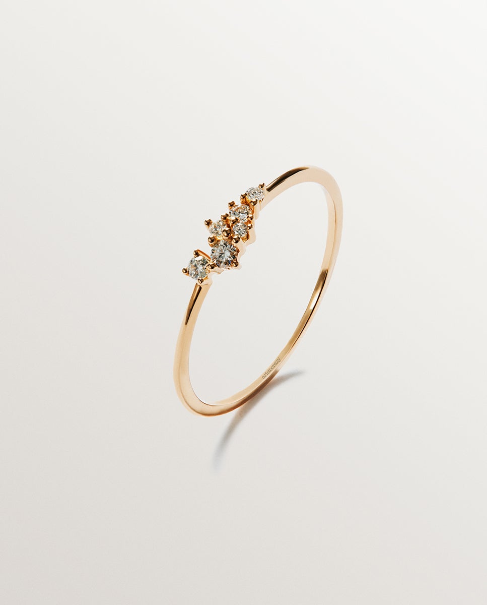 Anel de Ouro Rosa de 18k com Diamantes Brancos Branco-3