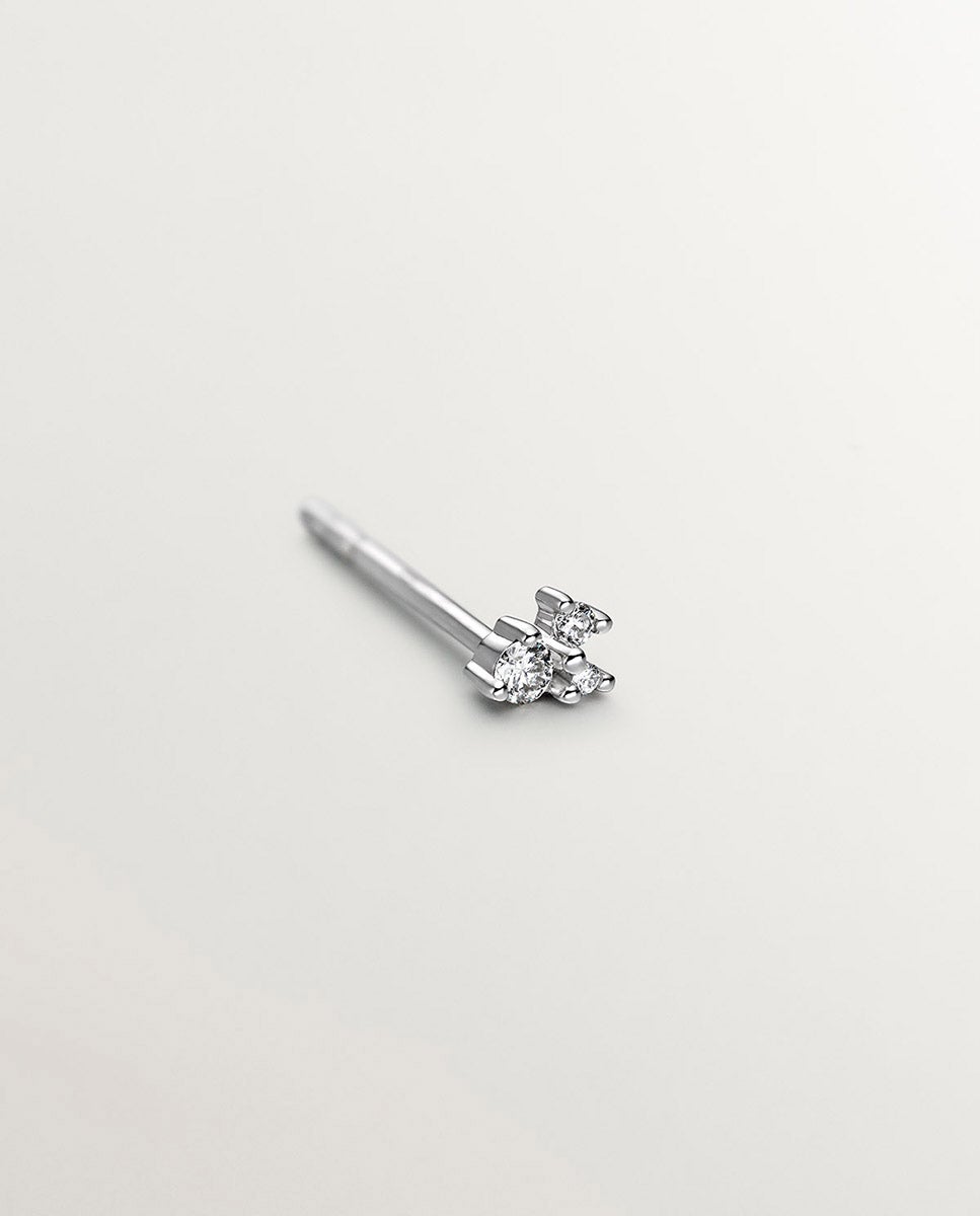 Brinco Individual de Ouro Branco 18k com Diamantes Branco-5