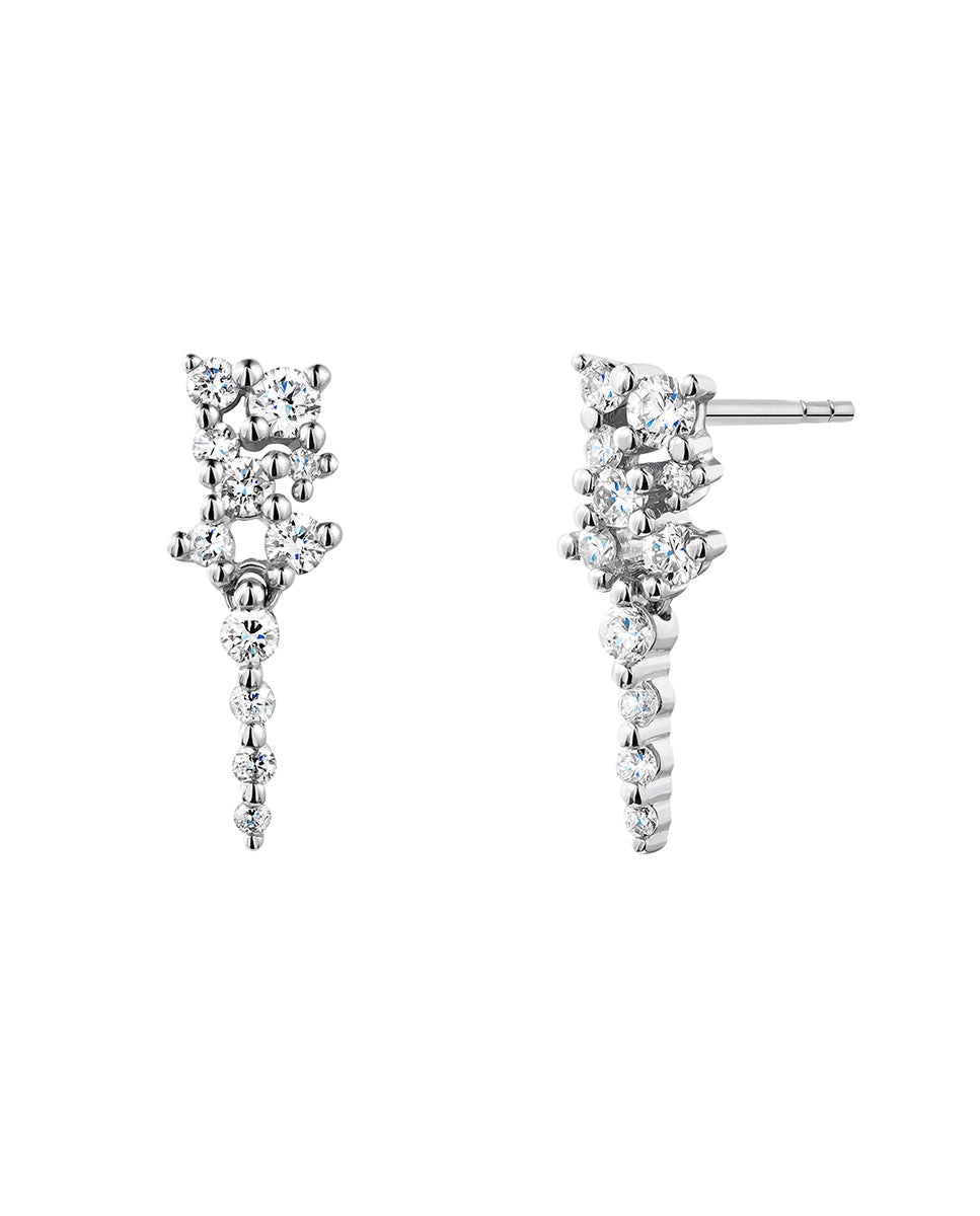 Brincos de Ouro Branco 18k com Diamantes 0,3 Cts Branco-2