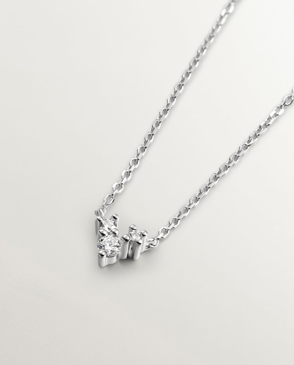 Pendente de Ouro Branco 18k com Diamantes em Tamanho Brilhante Branco-3