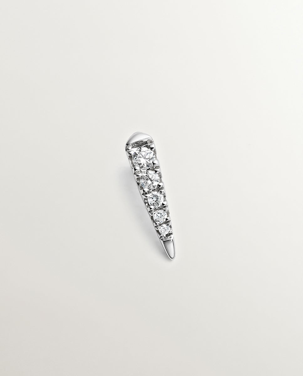Brinco Individual de Ouro Branco 18k com Diamantes Branco-3