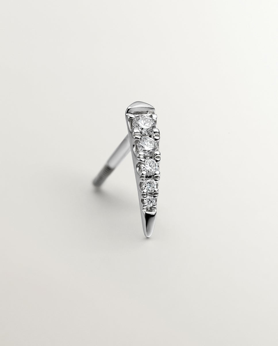 Brinco Individual de Ouro Branco 18k com Diamantes Branco-5