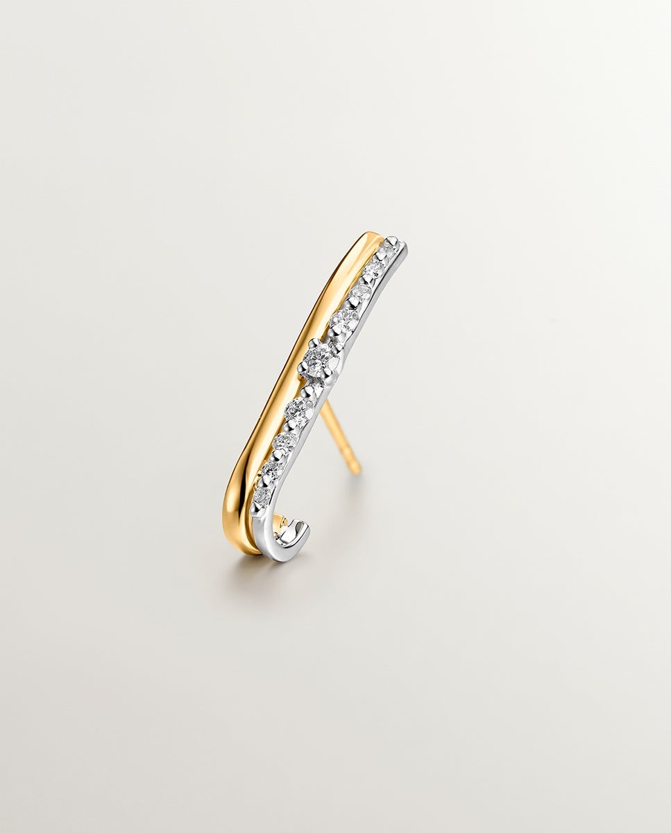 Brinco Individual Trepador Esquerdo de Ouro Amarelo e Branco de 18k com Diamantes Branco-1