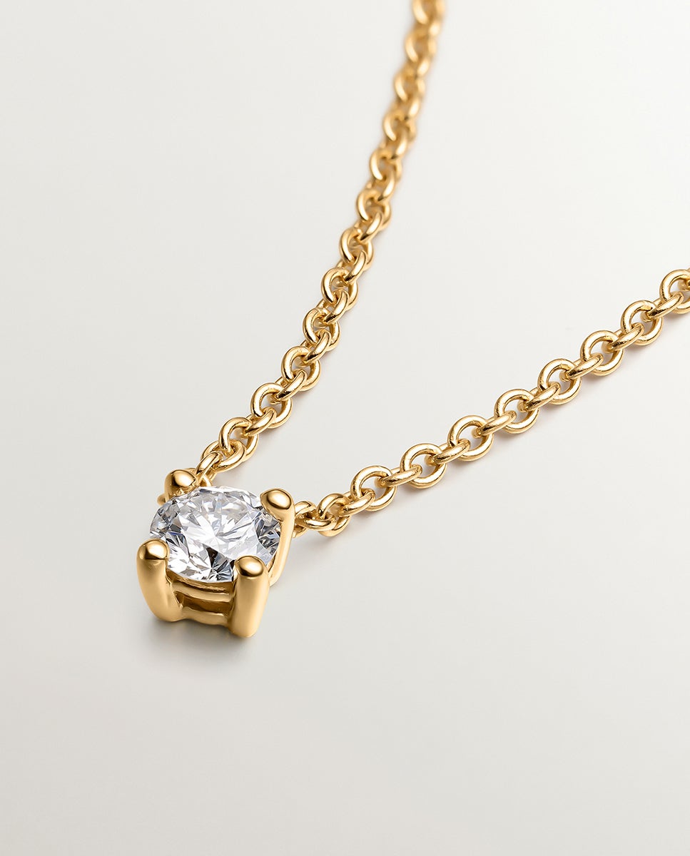 Pendente Solitário de Ouro Amarelo 18k com Diamante de 0,15 Cts Branco-2