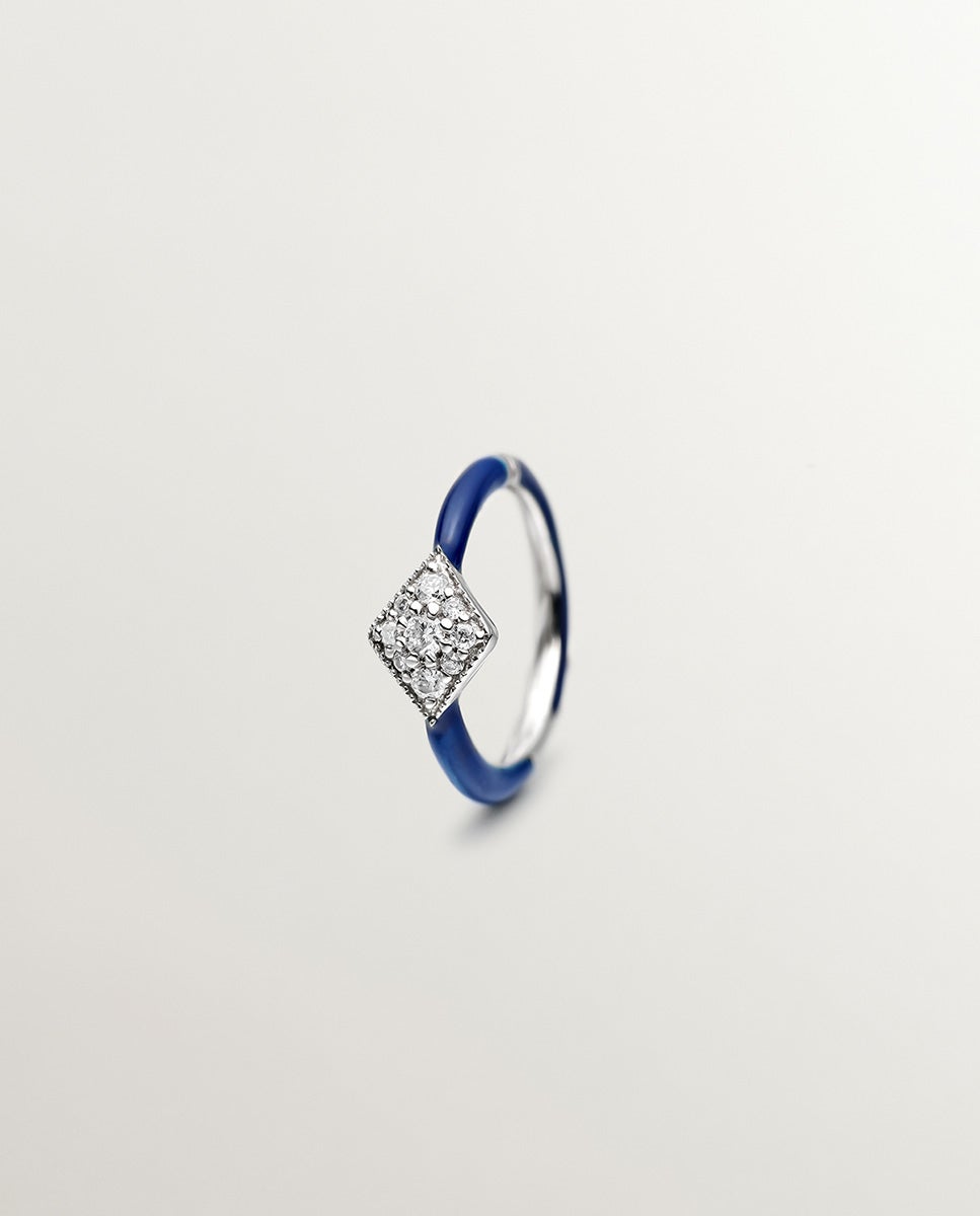 Brinco Individual de Fio e Ouro Branco 18k com Diamantes Branco-5