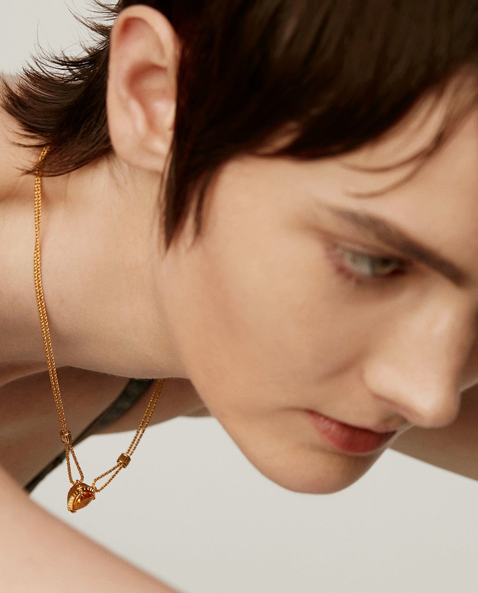 Pendente de Prata 925 Banhada em Ouro Amarelo de 18k com Quartzo Amarelo Amarelo-4