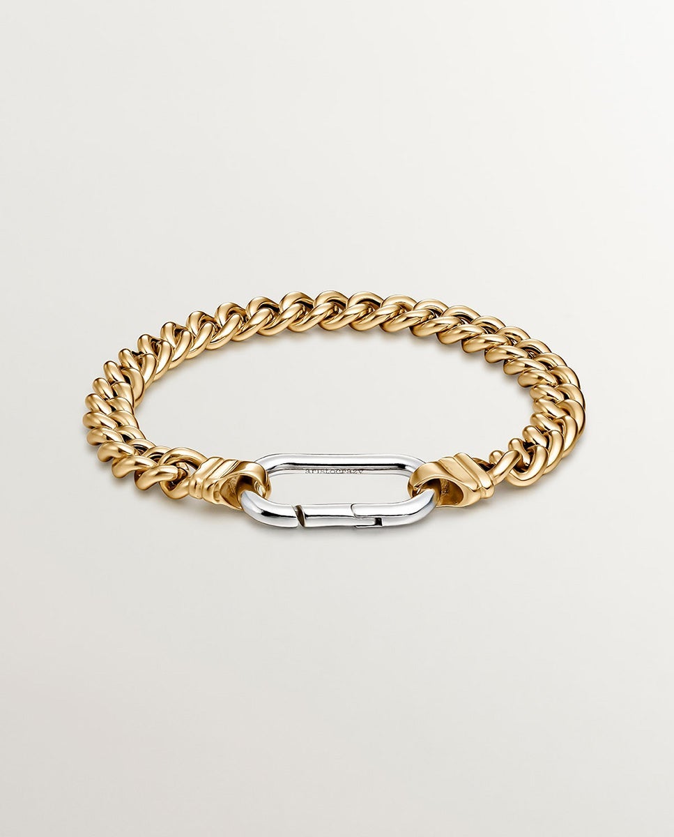 Pulseira de Corrente de Elos Barbados de Prata 925 Banhada em Ouro Amarelo de 18k Ouro-3