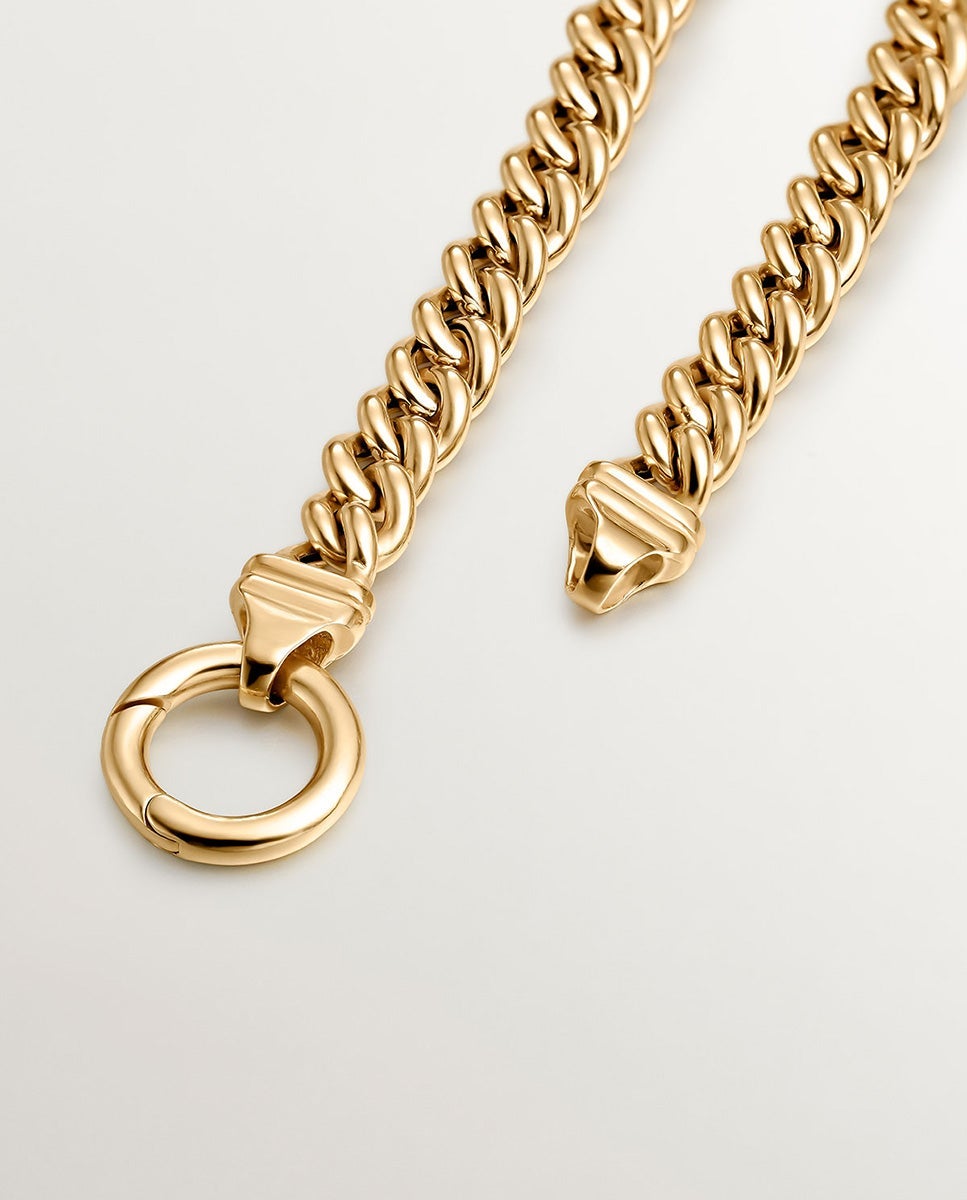 Pulseira de Corrente de Elos Barbados de Prata 925 Banhada em Ouro Amarelo de 18k Ouro-5