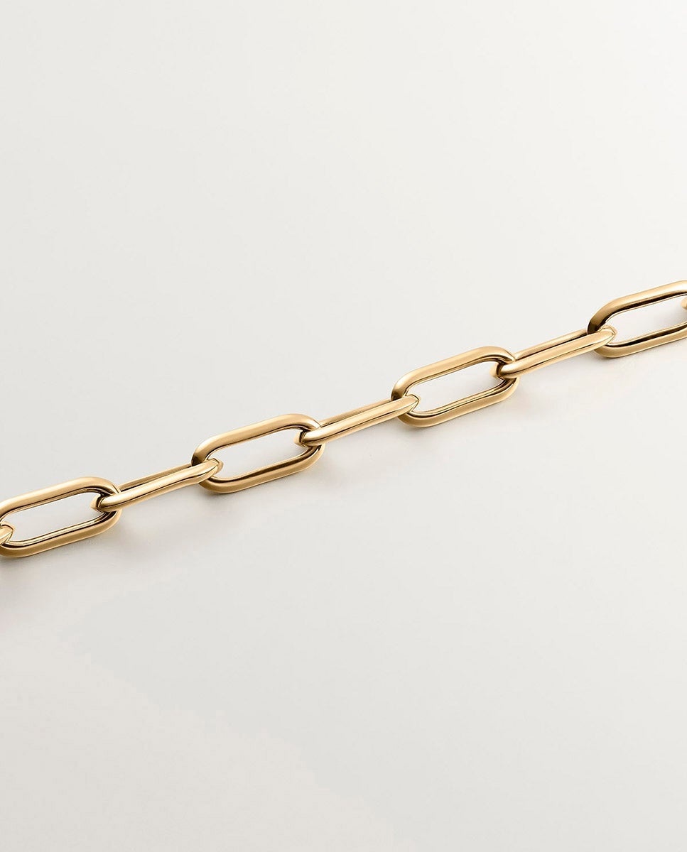 Pulseira de Elos Forza Retangulares de Prata 925 Banhada a Ouro Amarelo de 18k Ouro-3