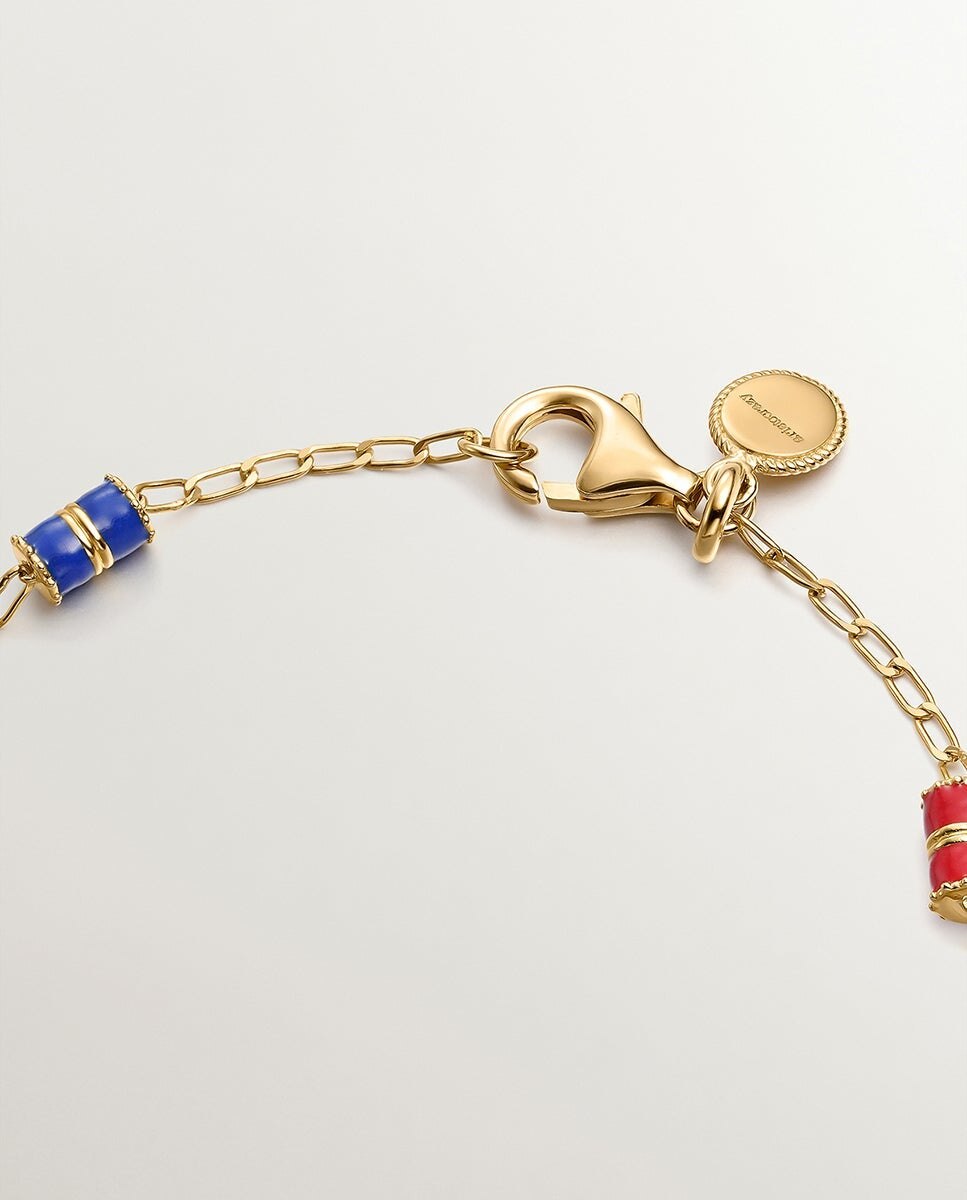 Pulseira de Corrente de Prata 925 com Esmalte Multicolor Multicolor-4