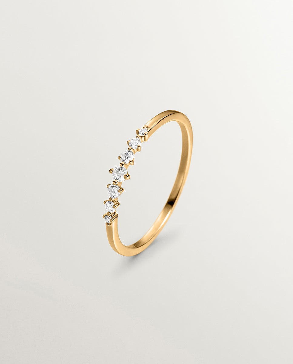 Anel de Ouro Amarelo de 18k com Diamantes em Tamanho Brilhante Branco-1