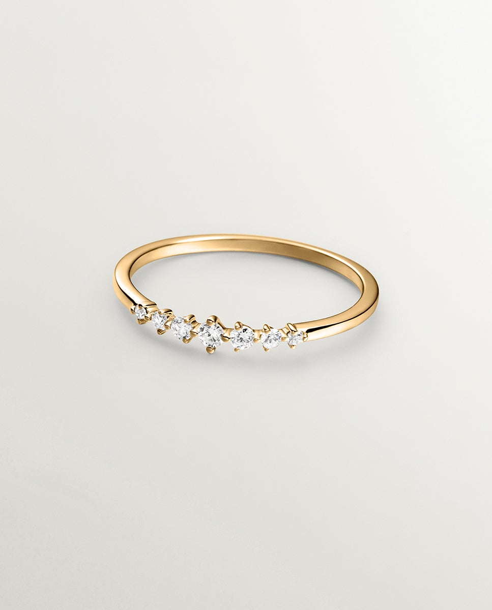 Anel de Ouro Amarelo de 18k com Diamantes em Tamanho Brilhante Branco-3