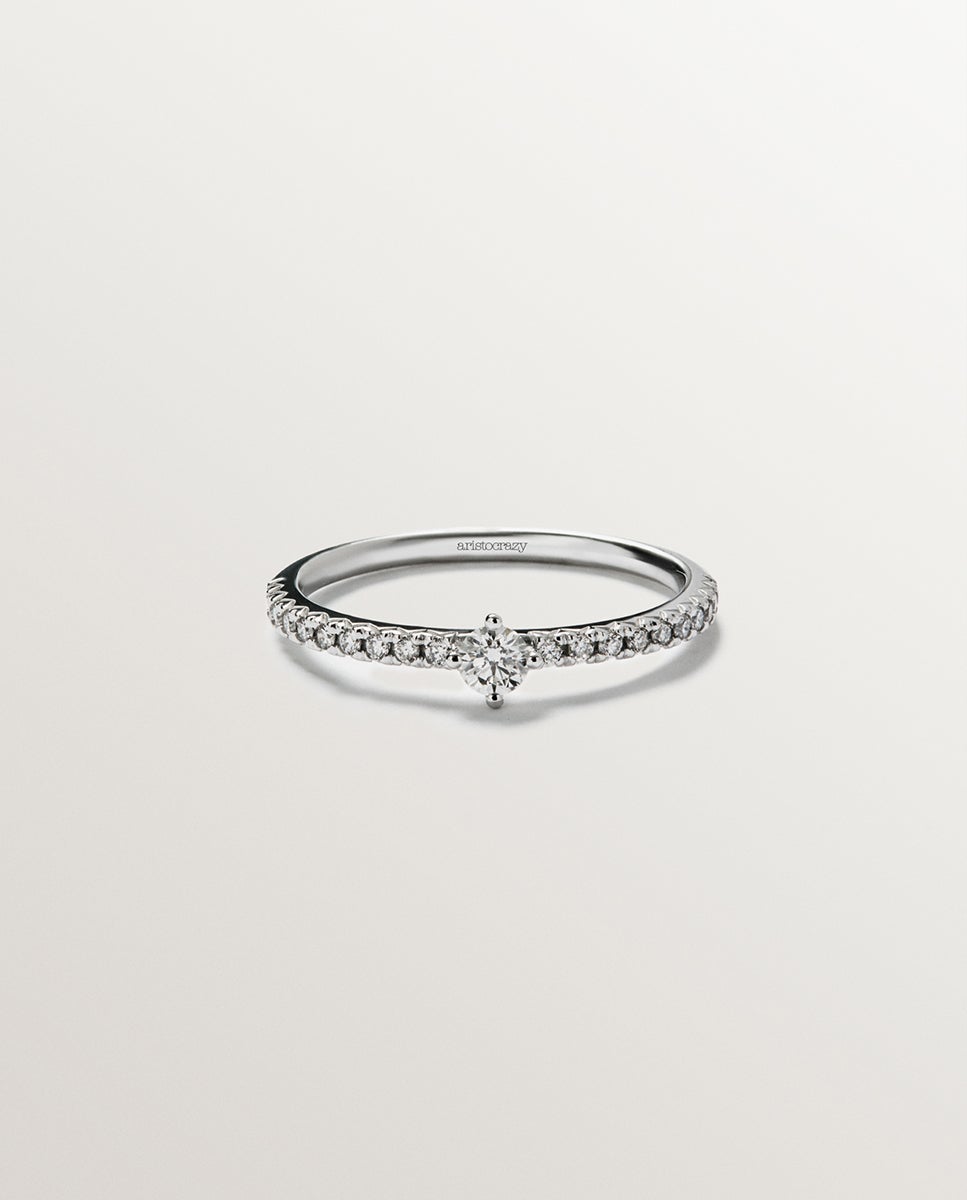 Anel de Ouro Branco de 18k com Diamantes Branco-2