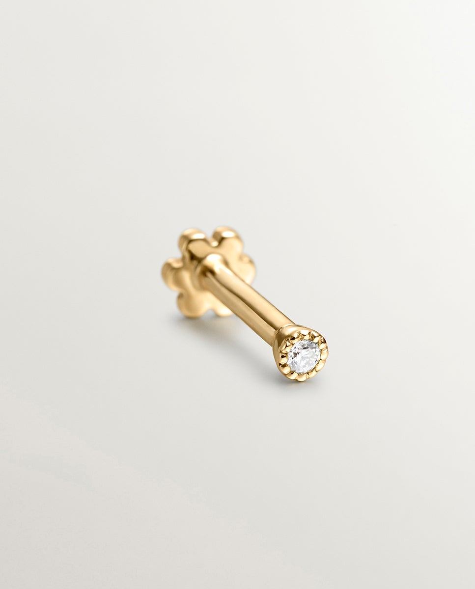 Piercing Individual de Ouro Branco 18k com Diamante Branco-2