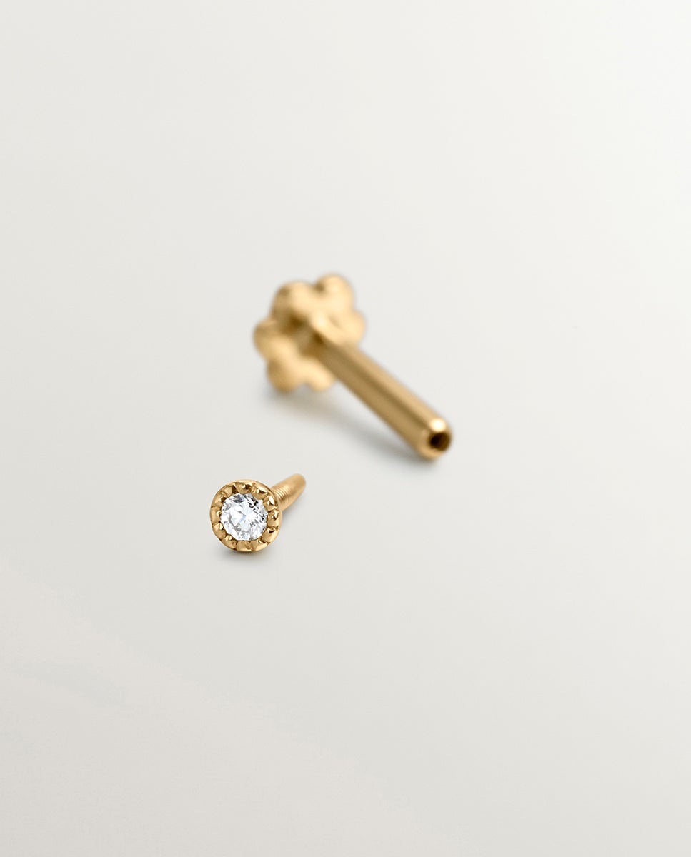 Piercing Individual de Ouro Amarelo 18k com Diamante Branco-3