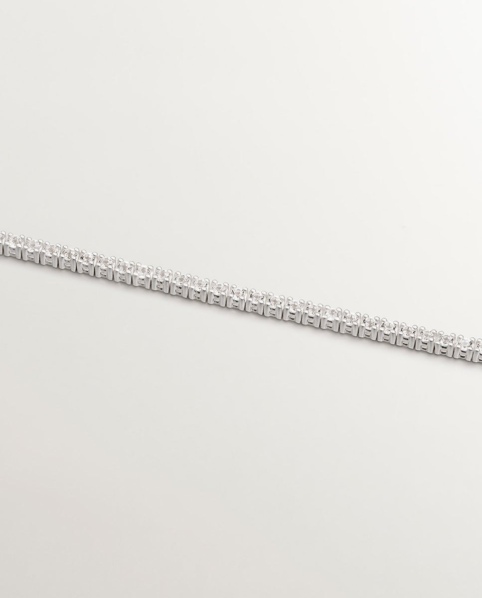 Pulseira de Prata 925 com Topázios Brancos Branco-3