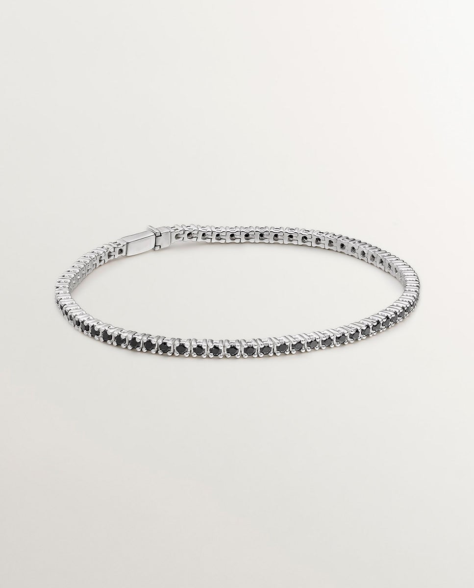 Imagem 0 de Pulseira de Prata 925 Banhada em Ouro Amarelo de 18k com Espinelas Negras