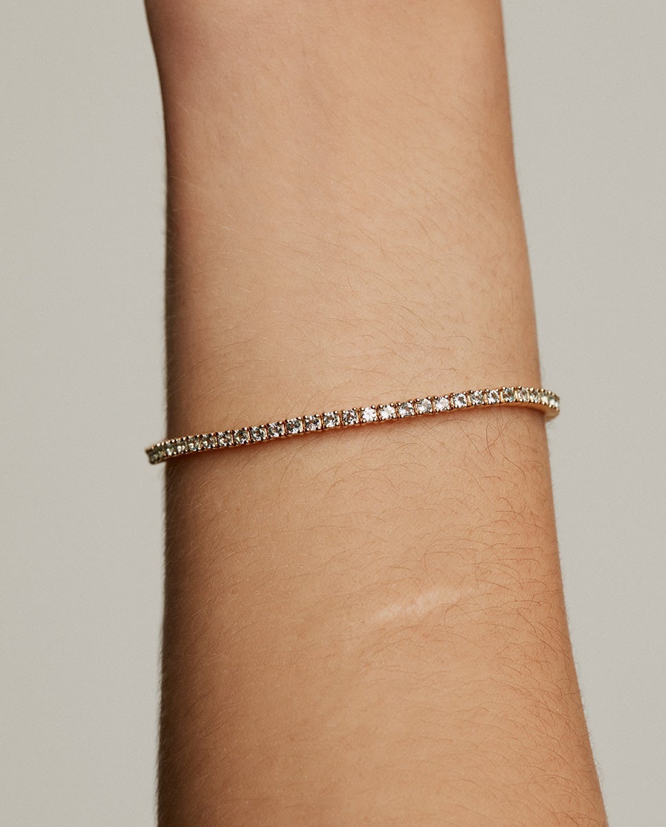 Pulseira de Prata 925 Banhada em Ouro Amarelo de 18k com Topázios Azul Swiss Azul-claro-2