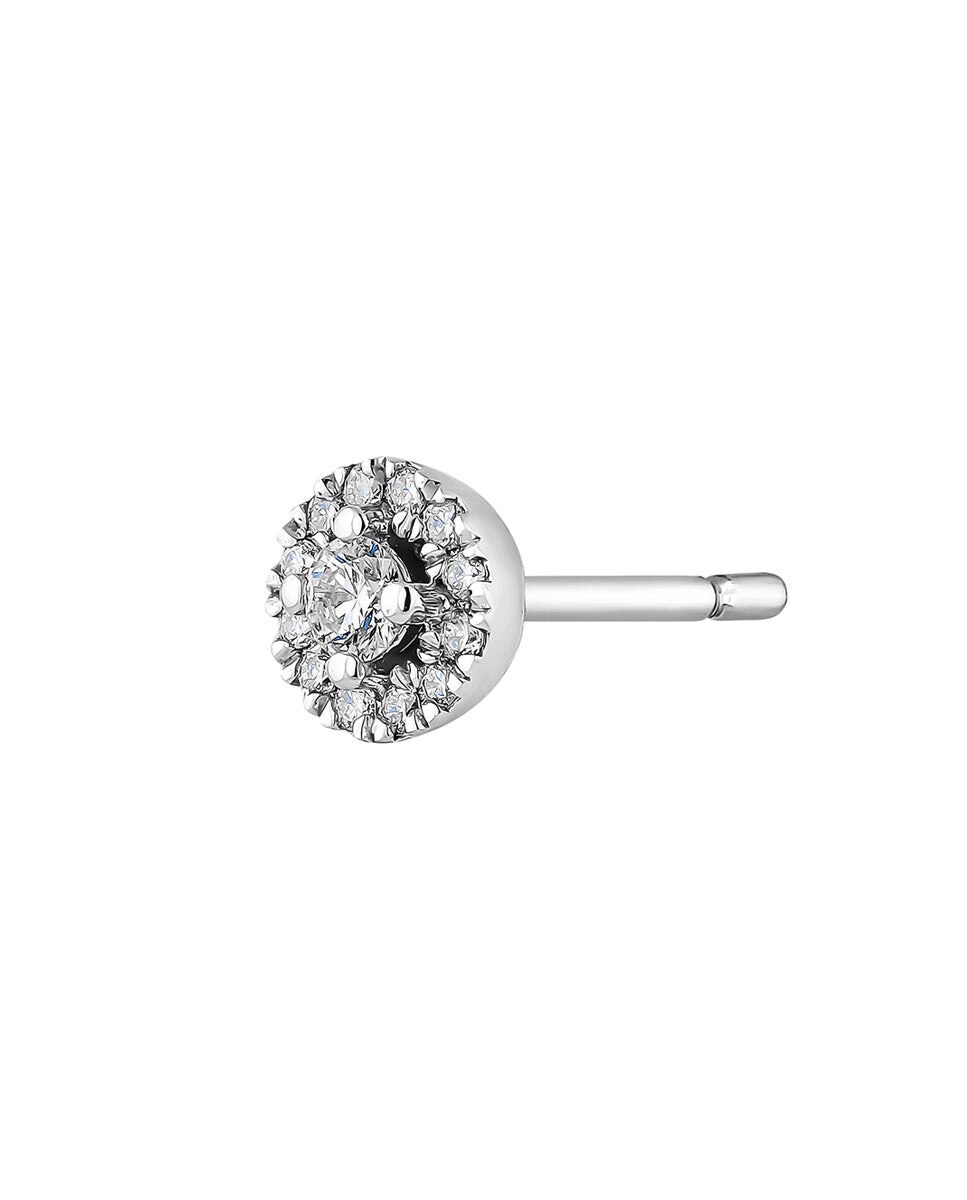 Brinco Individual de Ouro Branco 18k com Orla de Diamantes 0,1 Cts Branco-3