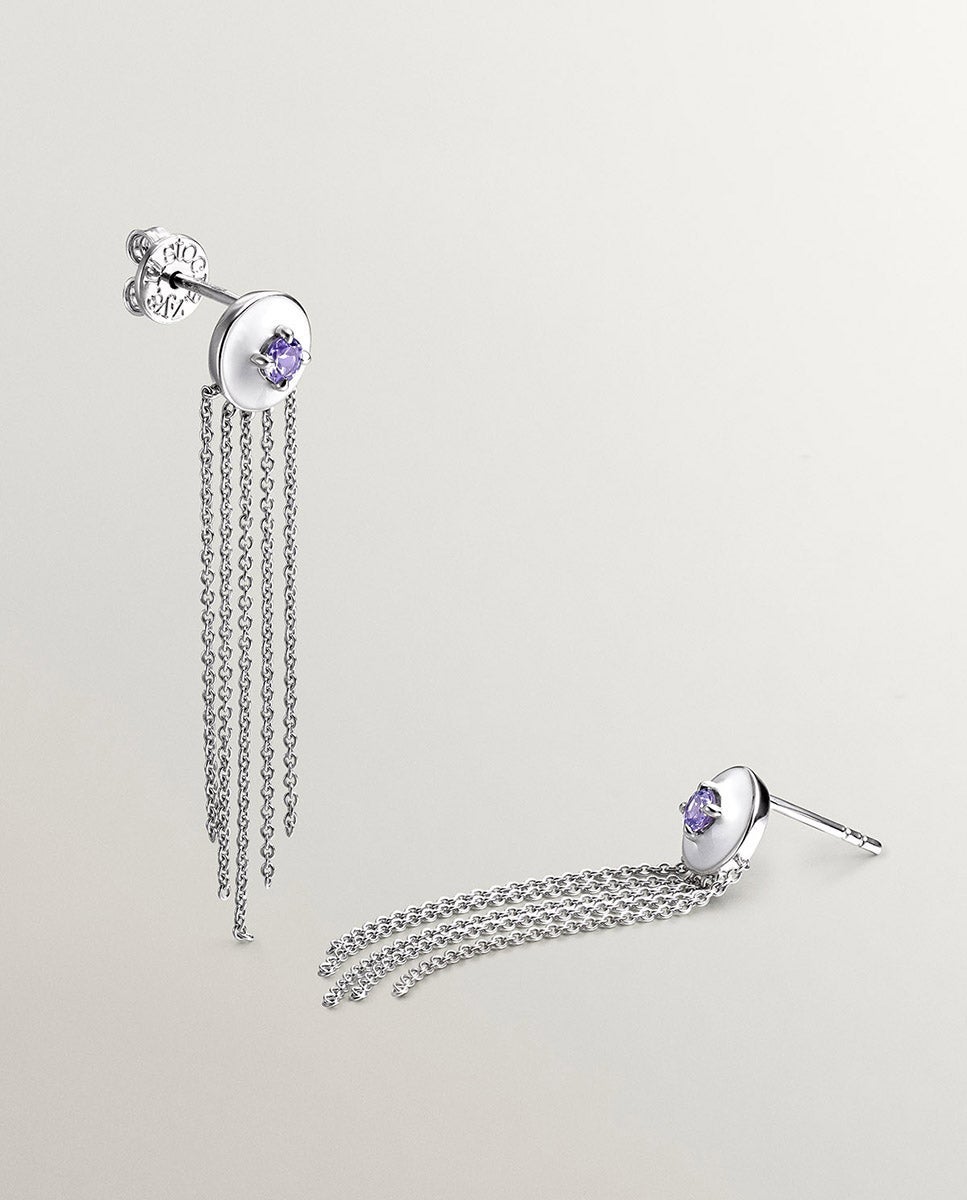 Pendente de Prata 925 Banhada em Ouro Amarelo de 18k com Topázio Azul Suíço, Diamantes Brancos e Esmalte Branco Branco-2