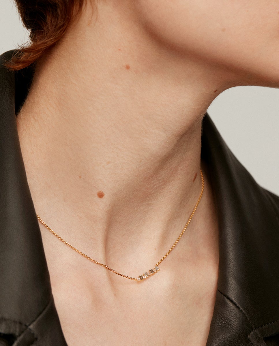 Pendente de Prata 925 Banhada em Ouro Amarelo de 18k com Topázios Azuis e Brancos Azul-oceano-2
