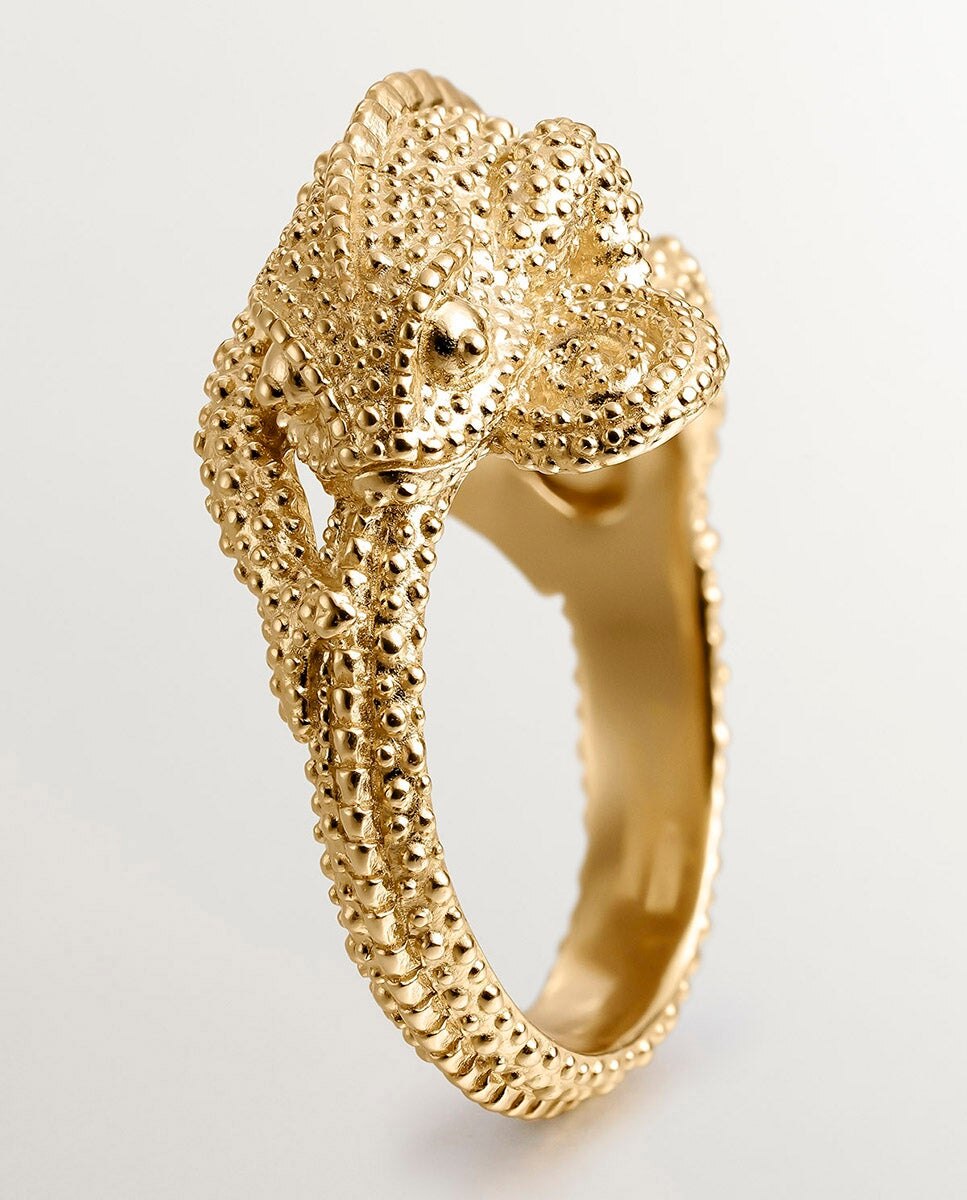Anel de Prata 925 Banhada em Ouro Amarelo de 18k com Camaleão Pequeno Ouro-5