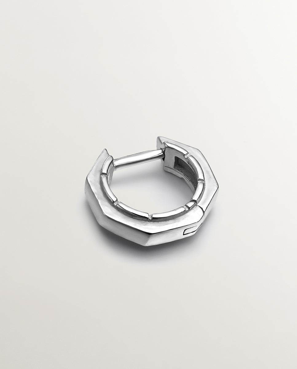 Brinco de Argola Individual de Prata 925 com Acabamento Geométrico Prata-3