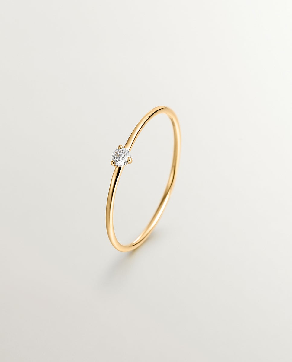 Imagem 0 de Anel Solitário de Ouro Amarelo 18k com Diamante Isi2 de 0,048cts