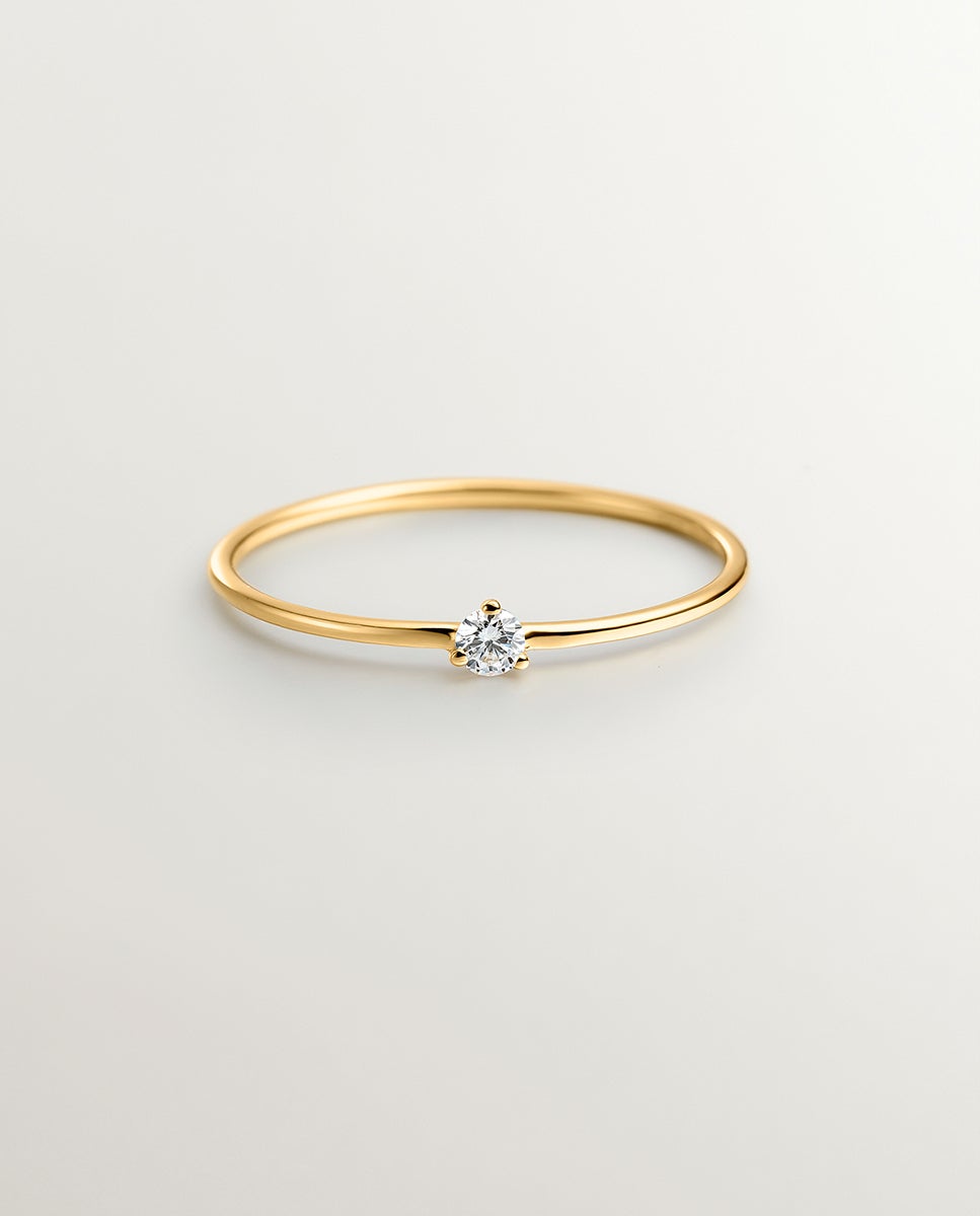 Anel Solitário de Ouro Amarelo 18k com Diamante Isi2 de 0,048cts Ouro-3
