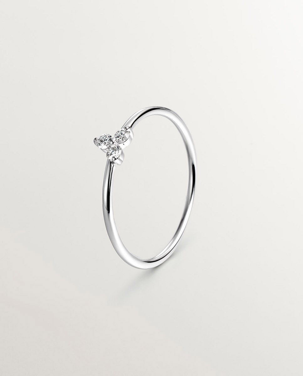 Anel de Ouro Branco de 18k com Diamantes Branco-1