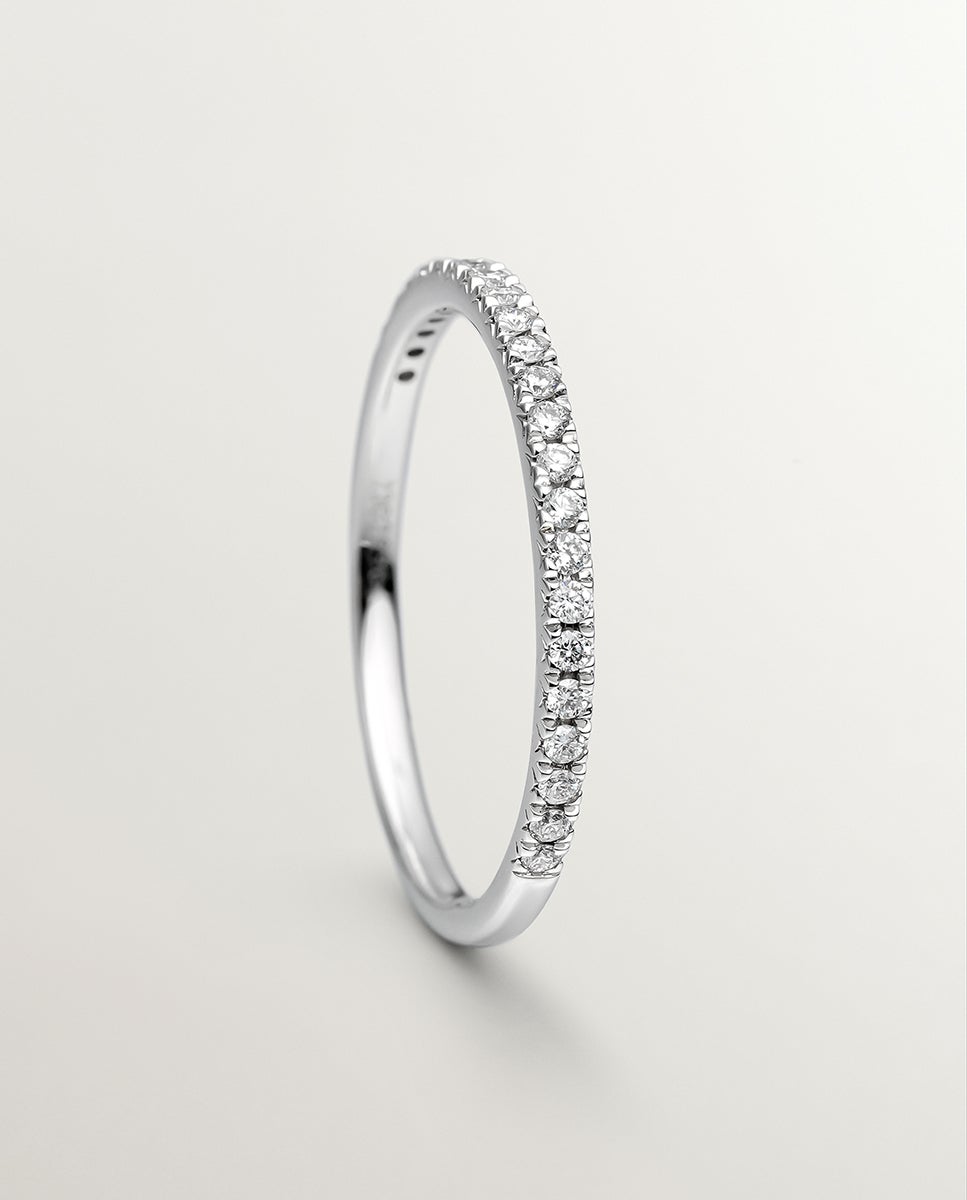 Anel de Ouro Branco 18k com Diamantes Branco-5