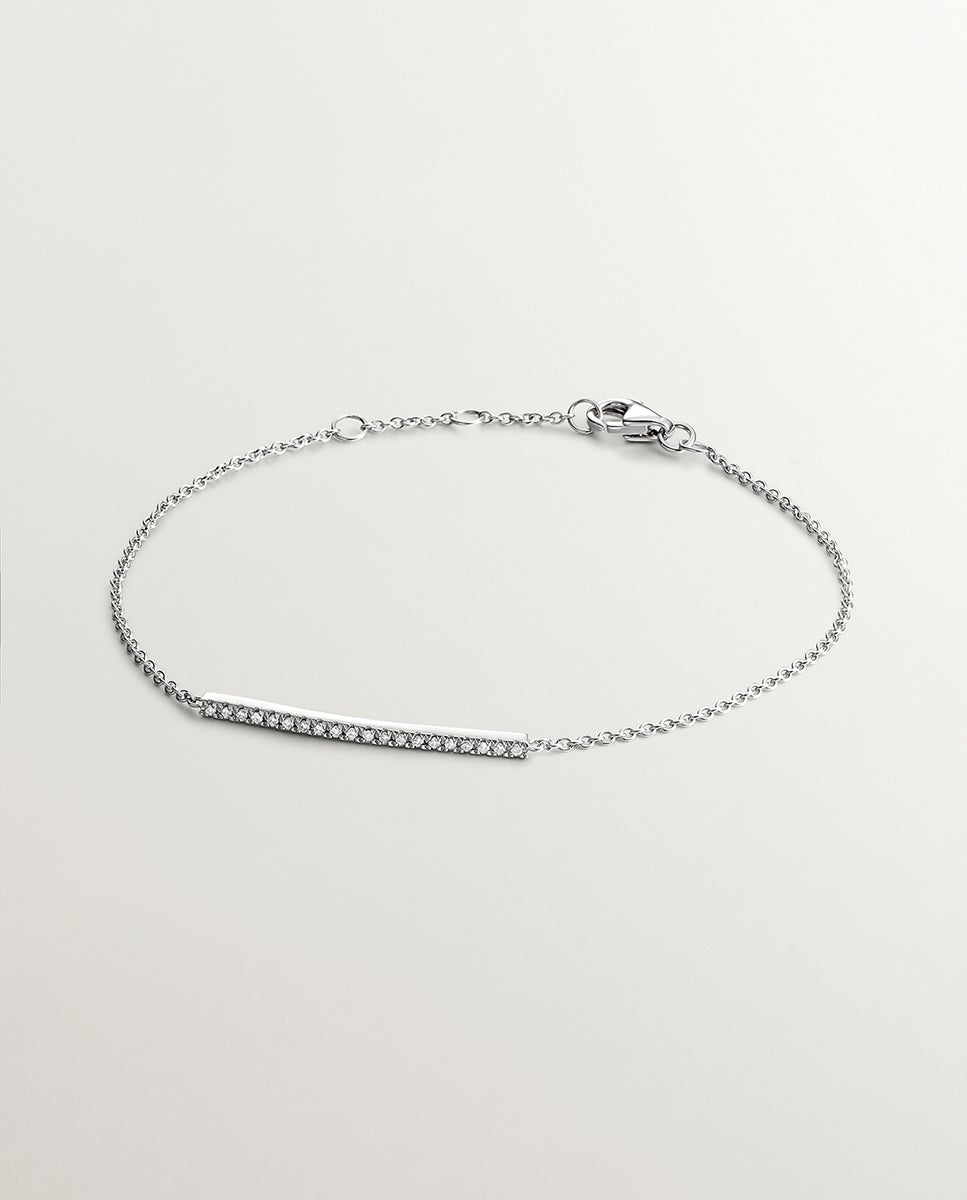Pulseira de Ouro Branco de 18k com Diamantes em Tamanho Brilhante Branco-1