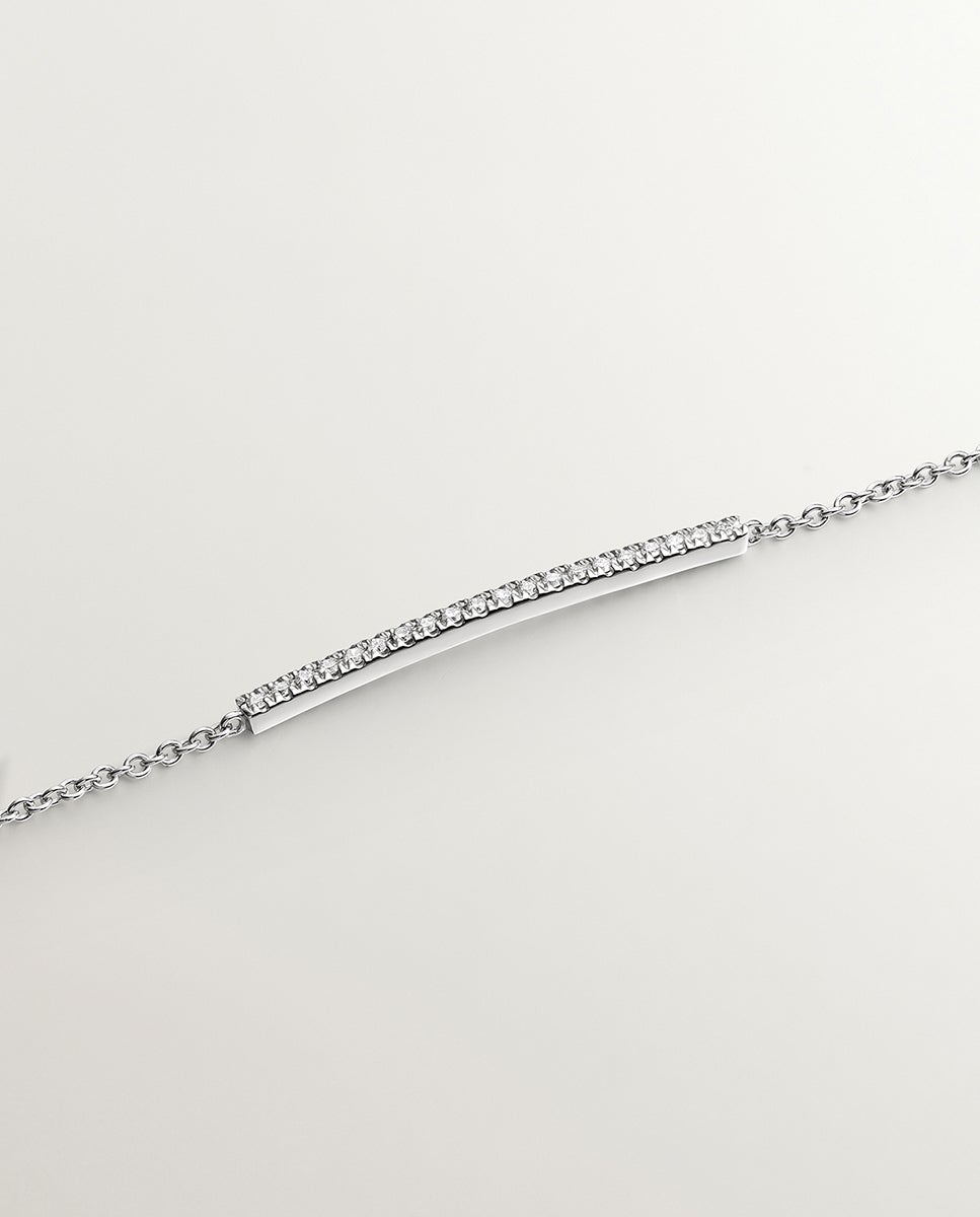 Pulseira de Ouro Branco de 18k com Diamantes em Tamanho Brilhante Branco-5