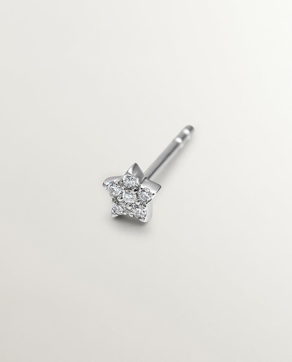 Brinco Individual de Ouro Branco 18k com Diamantes Branco-1
