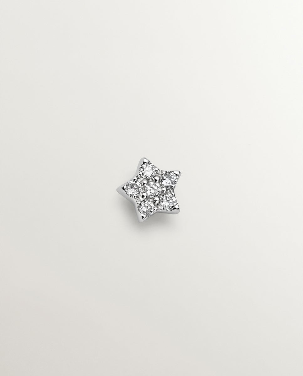 Brinco Individual de Ouro Branco 18k com Diamantes Branco-3