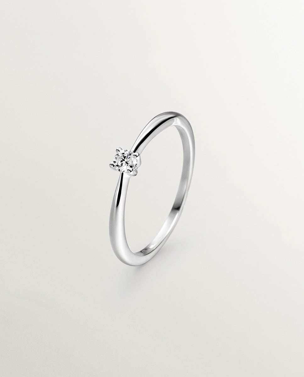 Anel de Ouro Branco de 18k com Diamantes em Tamanho Brilhante Branco-1