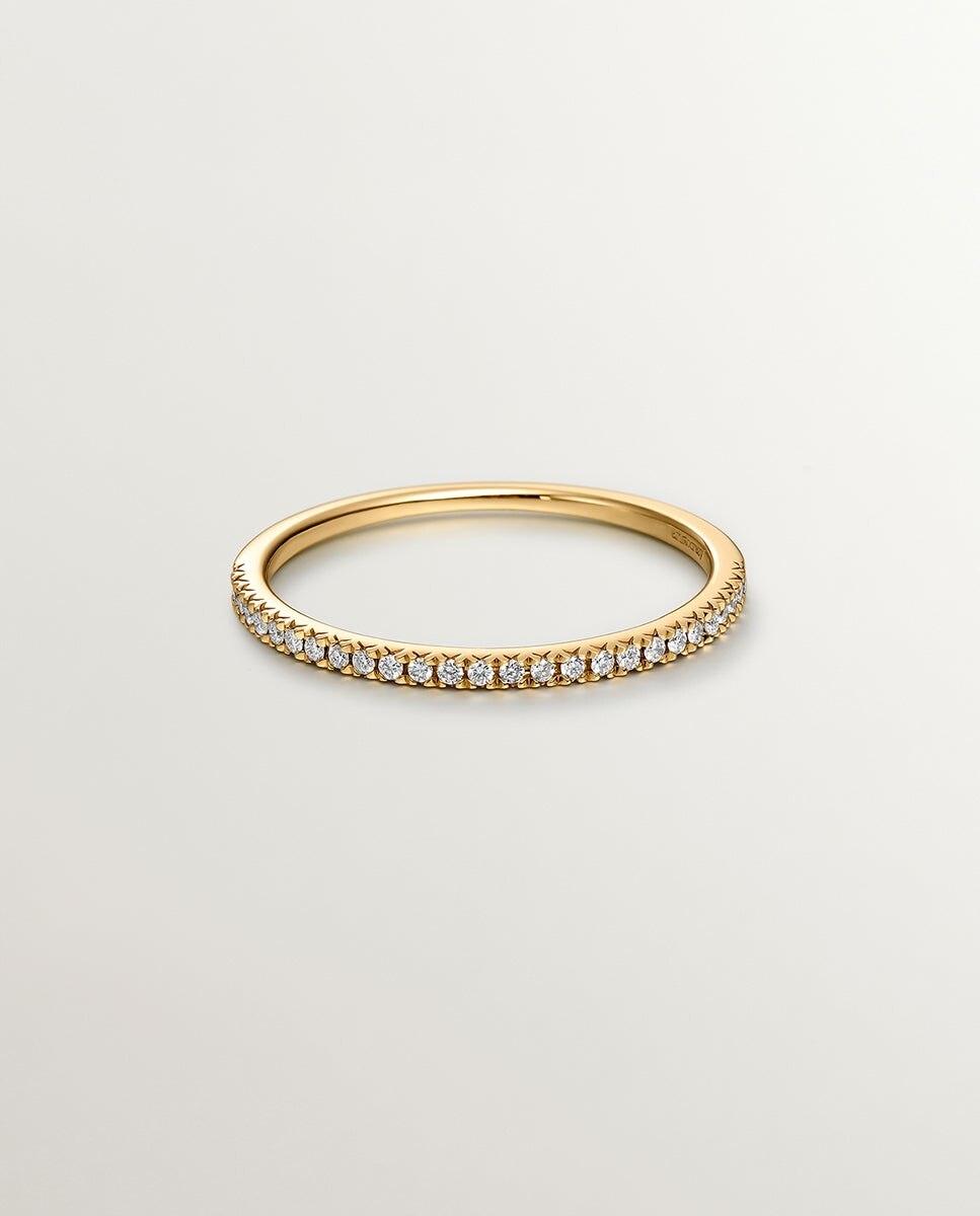 Anel de Ouro Amarelo de 18k com Diamantes em Corte Brilhante Branco-3