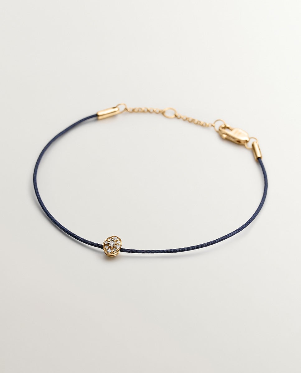 Pulseira de Fio e Ouro Amarelo 18k com Diamantes Branco-1