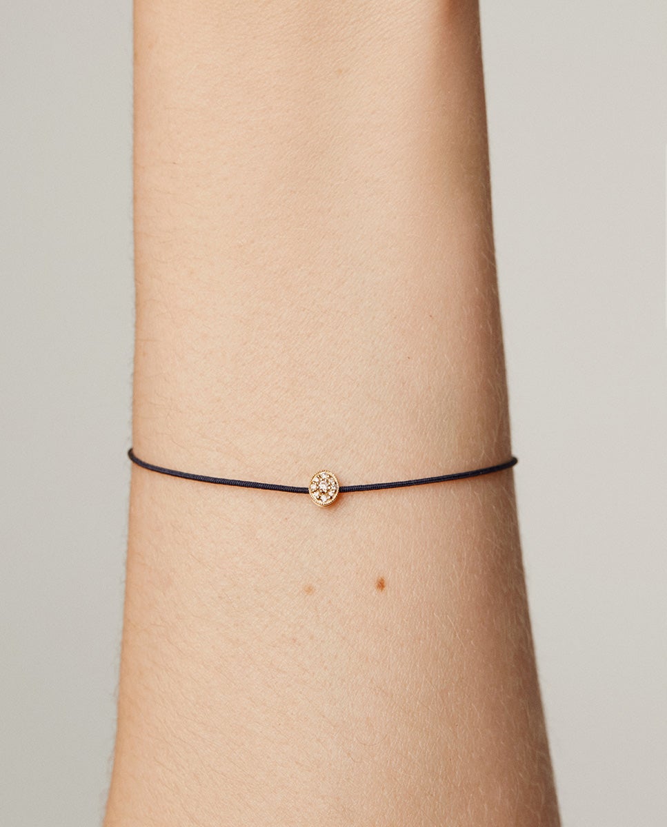 Pulseira de Fio e Ouro Amarelo 18k com Diamantes Branco-2