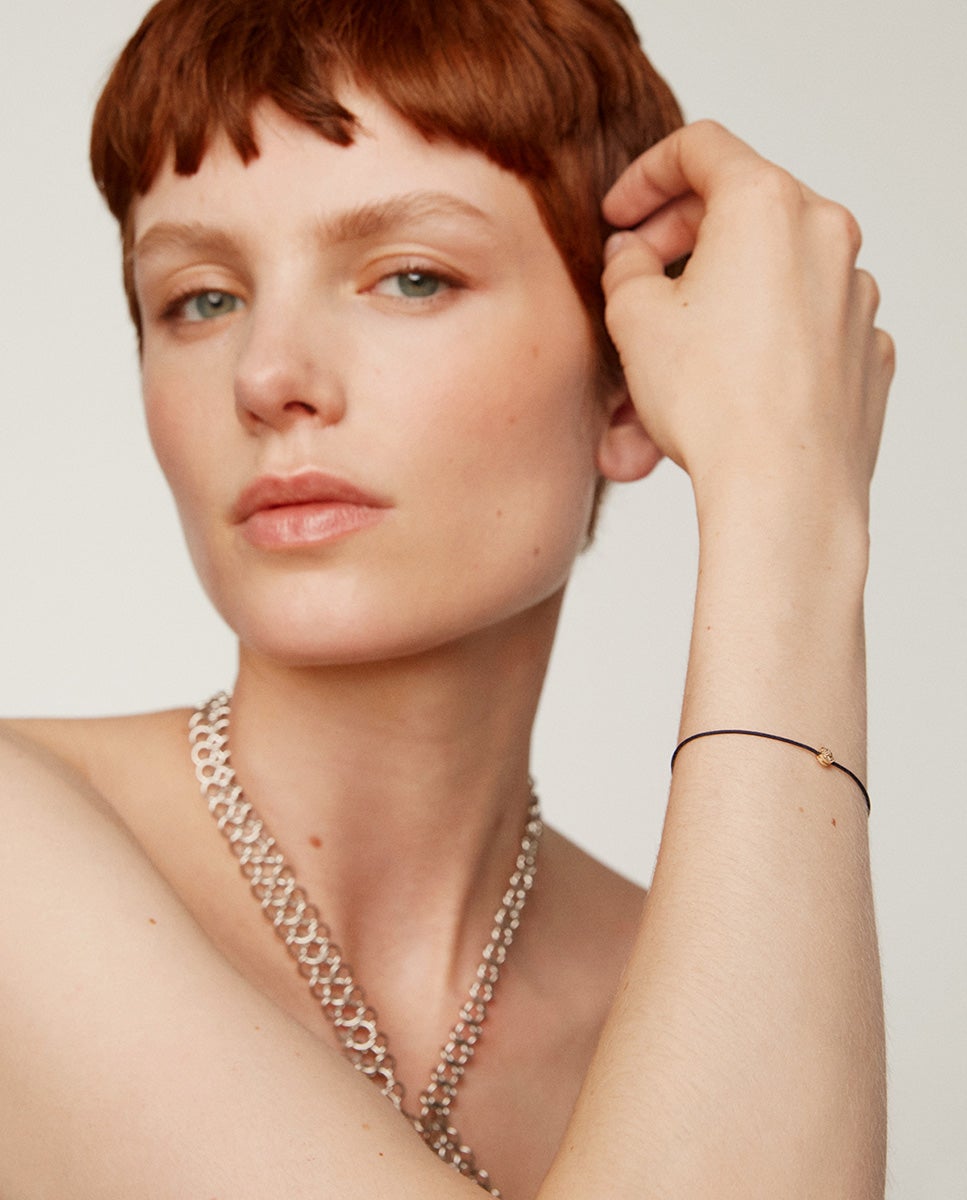 Pulseira de Fio e Ouro Amarelo 18k com Diamantes Branco-4