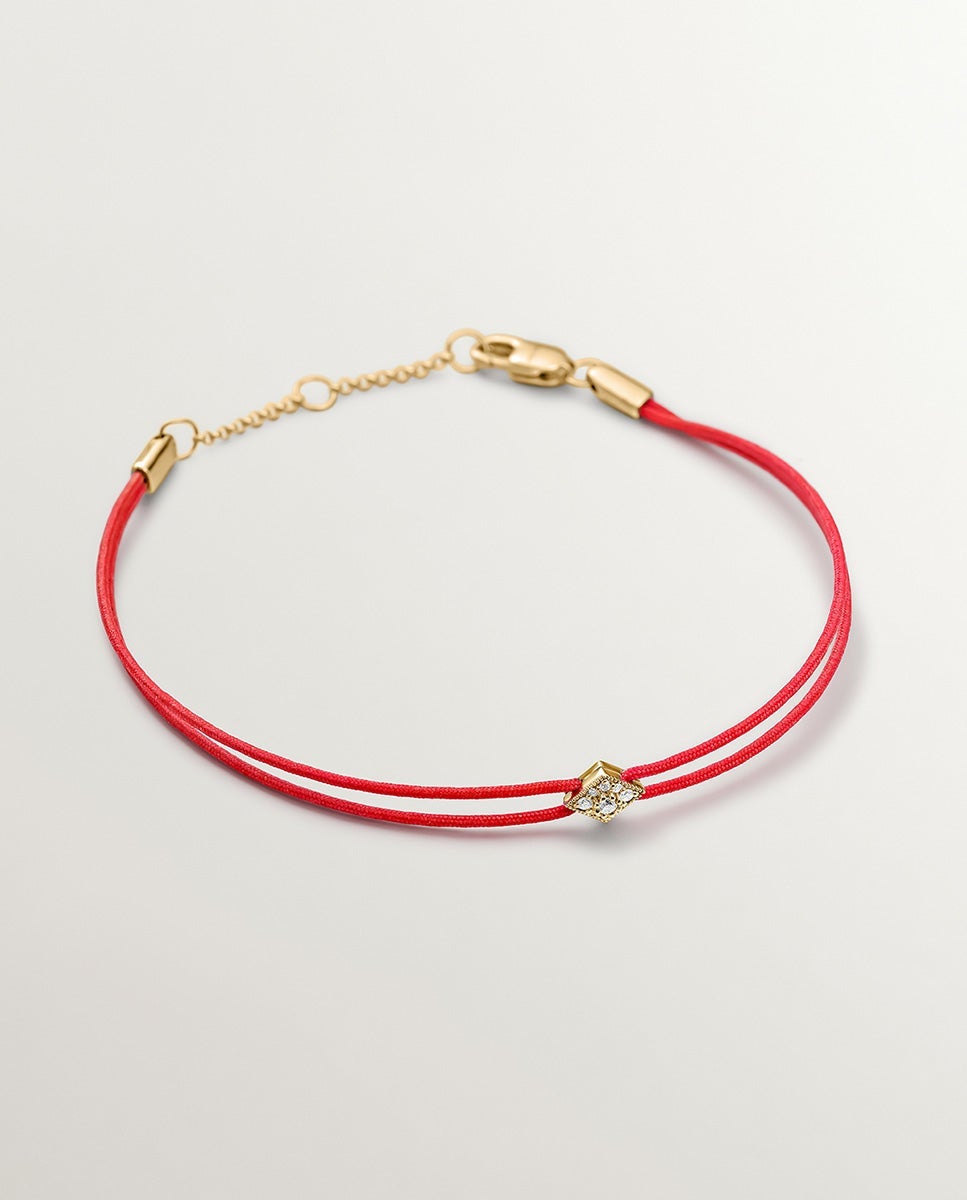 Pulseira de Fio e Ouro Amarelo 18k com Diamantes Branco-1