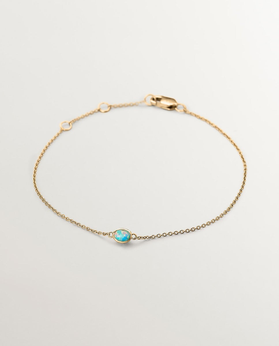 Pulseira de Ouro Amarelo de 18k com Ópalos Turquesas e Diamantes Azul oceano / Turquesa-1