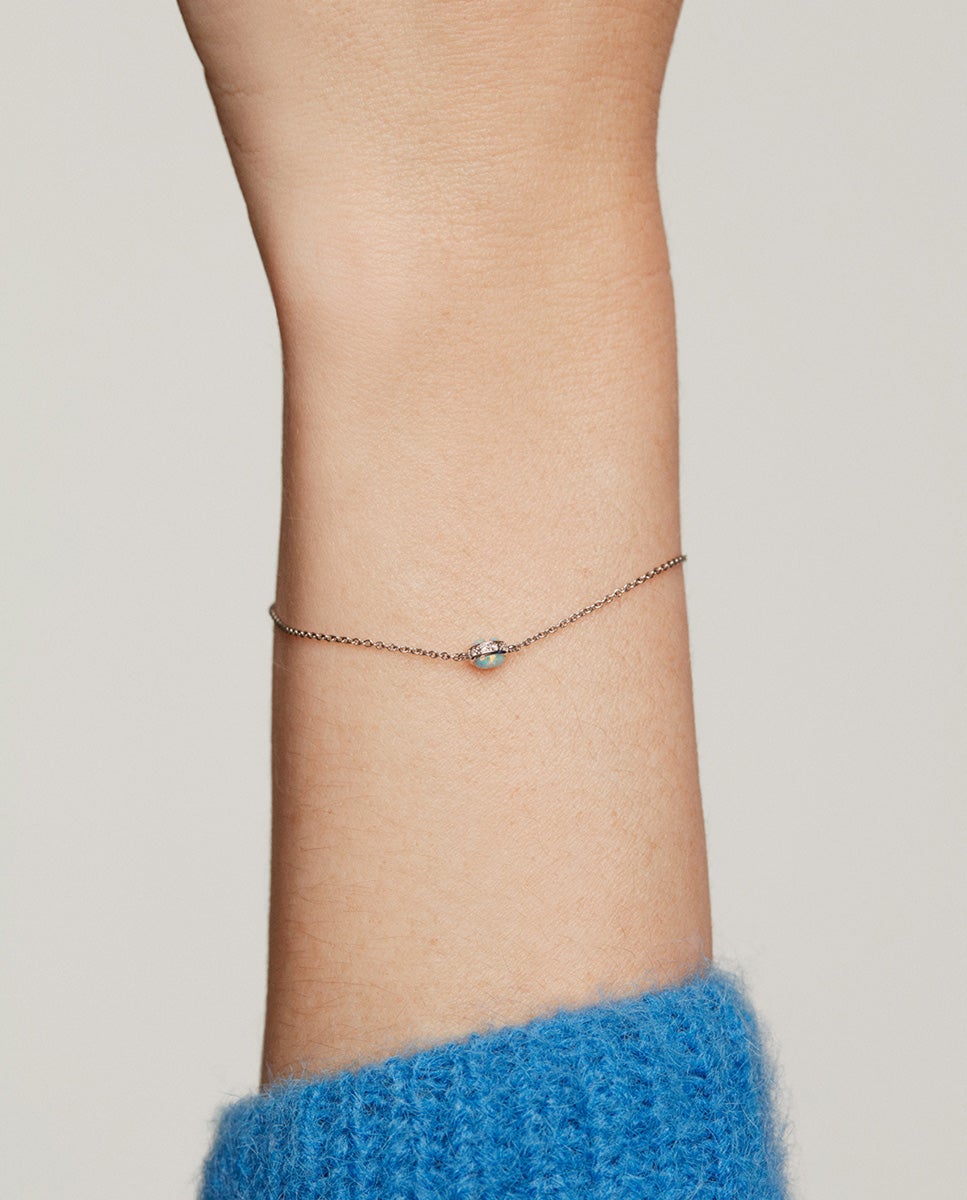 Pulseira de Ouro Amarelo de 18k com Ópalos Turquesas e Diamantes Azul oceano / Turquesa-2