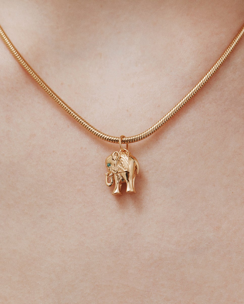 Charm de Prata Banhada em Ouro Amarelo de 18K com Ónix Verde Verde-2