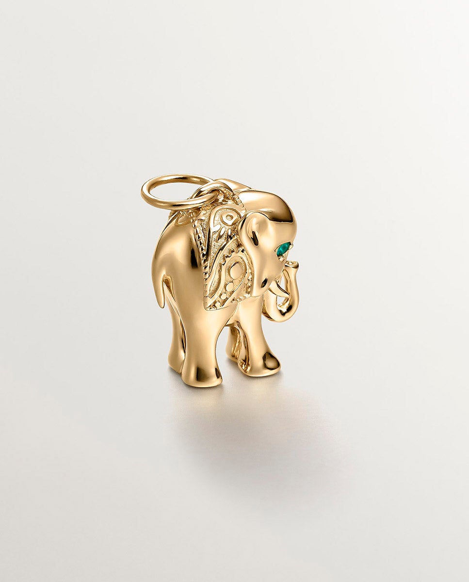 Charm de Prata Banhada em Ouro Amarelo de 18K com Ónix Verde Verde-3
